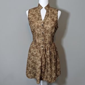 Vintage Brown & Cream Floral Dress